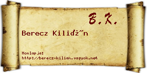 Berecz Kilián névjegykártya